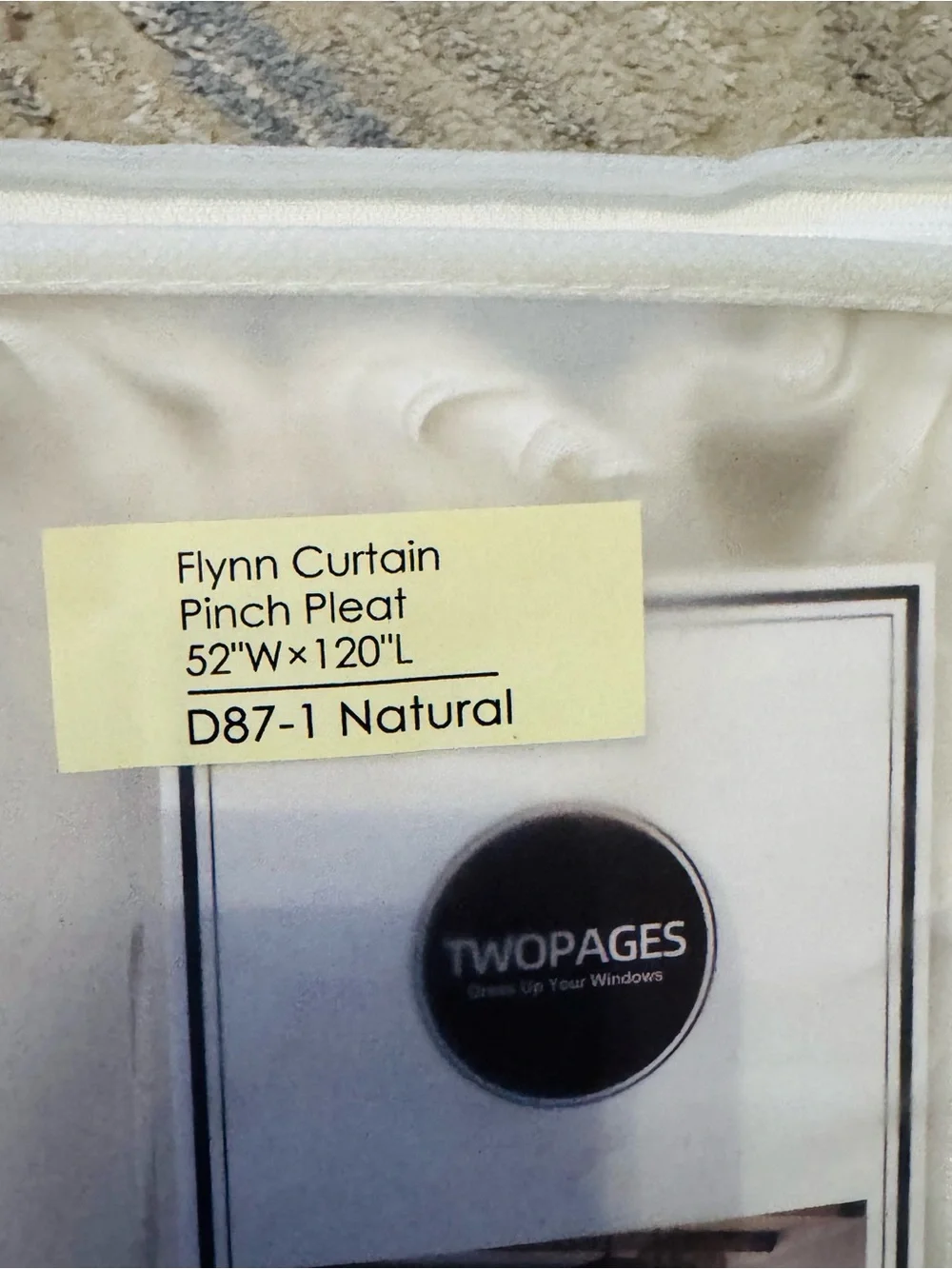 Two Pages Natural Pinch Pleat Window Curtain - Cream 52W X 120L 2 panels